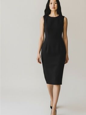 Calvin Klein Classic Black Sleeveless Midi Sheath Dress